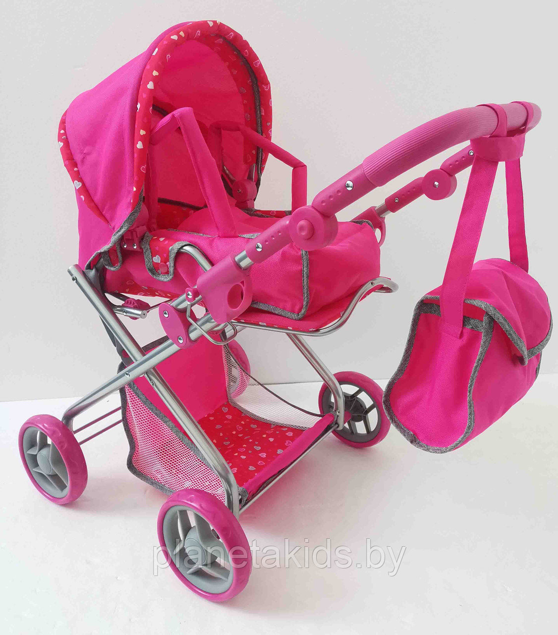Детская игрушечная коляска для кукол Melogo арт. 9379 с регулируемой ручкой, люлькой