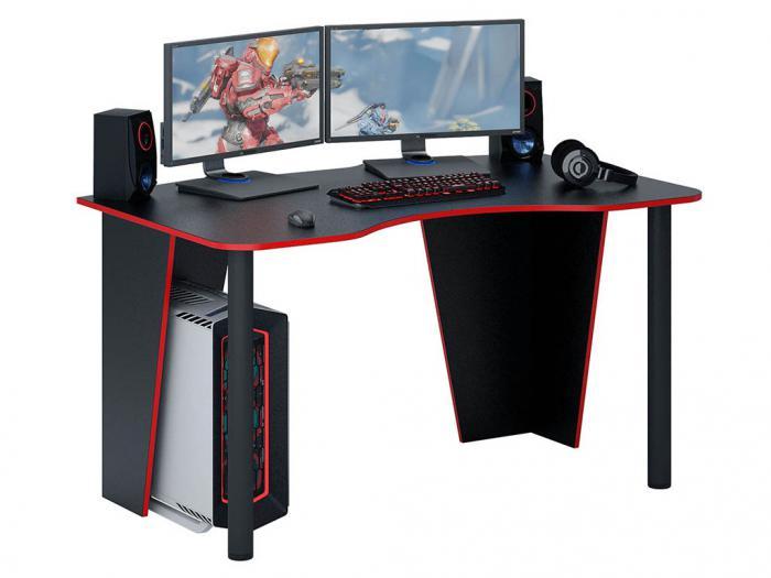 Компьютерный игровой геймерский стол VS12 черный красный красивый оригинальный дизайнерский - фото 1 - id-p194001128
