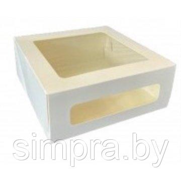 Коробка Cake Window White 180х180х100 мм белая с окном - фото 1 - id-p194261969