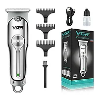Машинка для стрижки волос, бороды, усов-триммер VGR V-071 беспроводная аккумуляторная (3 насадки)