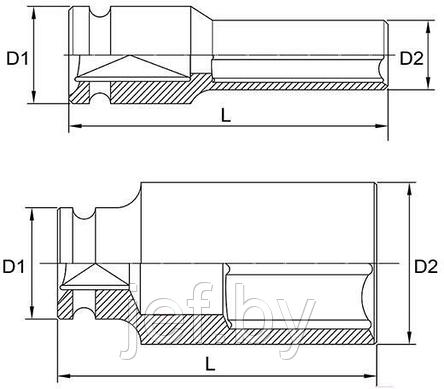 Головка ударная 1" 30мм 6- гранная глубокая TOPTUL KABE3230, фото 2