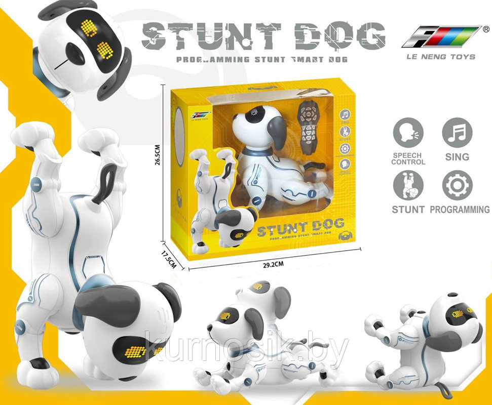 Собака робот K16A интерактивная на радиоуправлении Stunt Dog, танцует, голосовые команды с пультом - фото 1 - id-p194264197