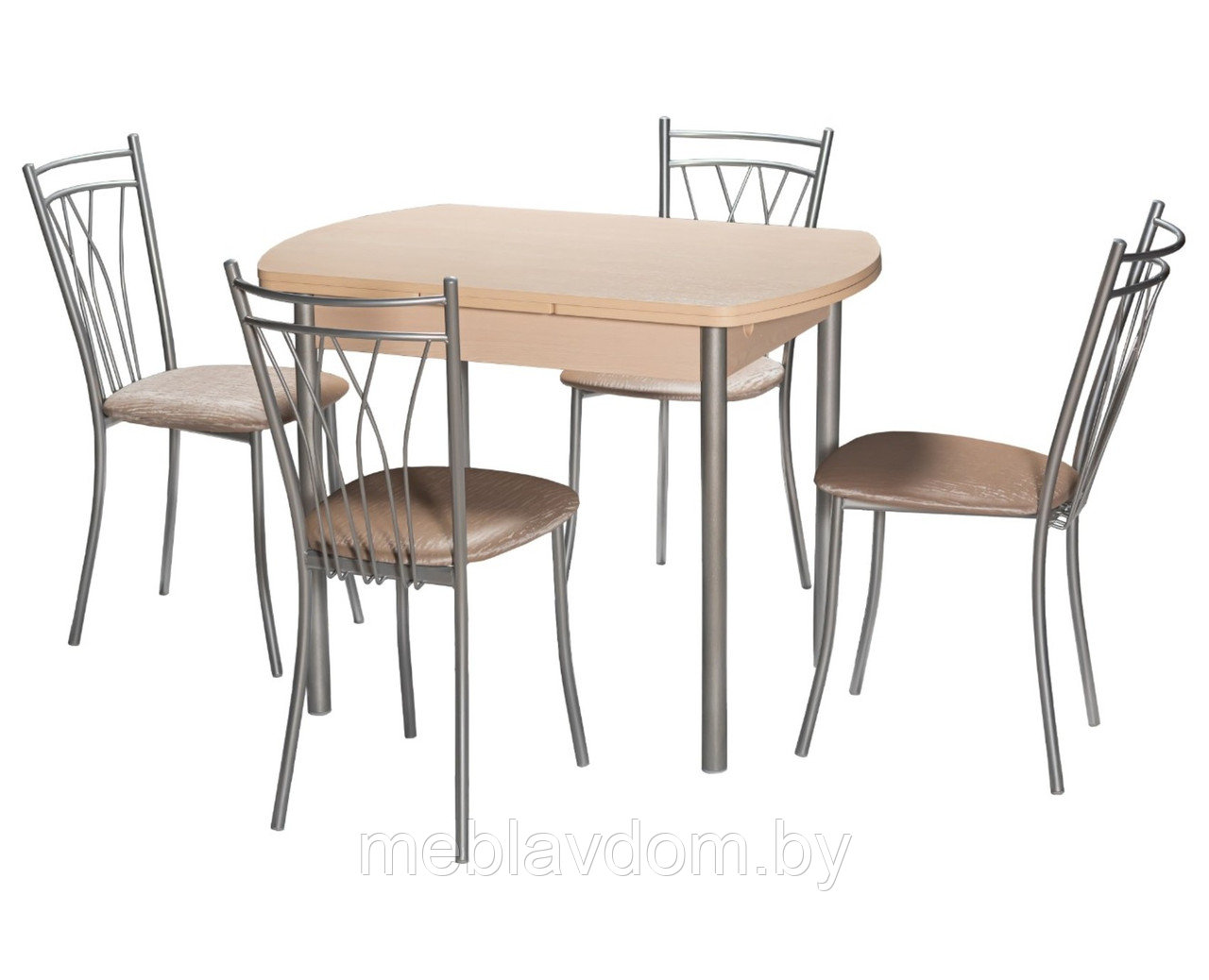 Обеденная группа Стол М2 дуб светлый со стульями Премьер серебро/бенгал беж - фото 1 - id-p194264596