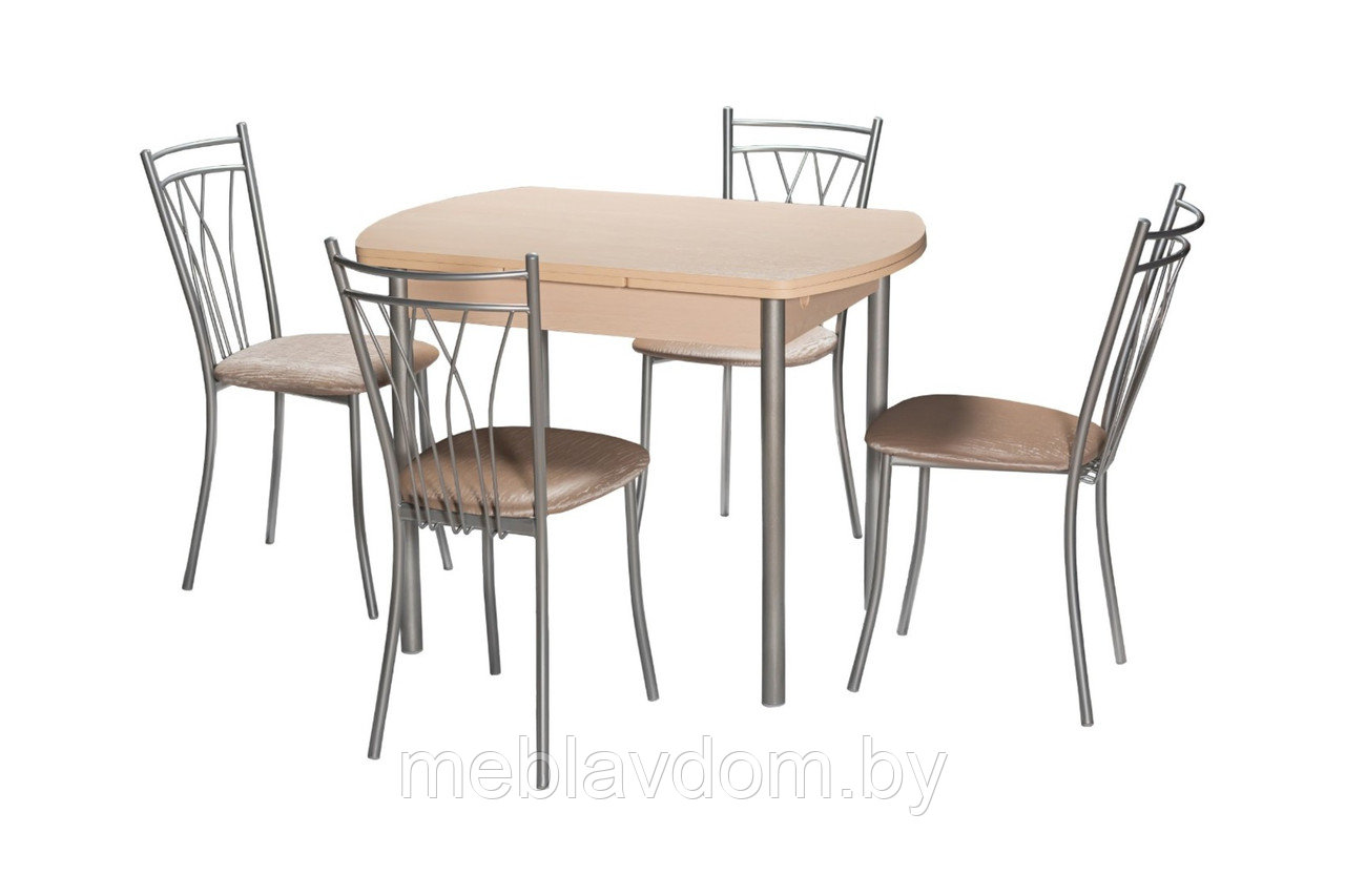 Обеденная группа Стол М2 дуб светлый со стульями Премьер серебро/бенгал беж - фото 5 - id-p194264596