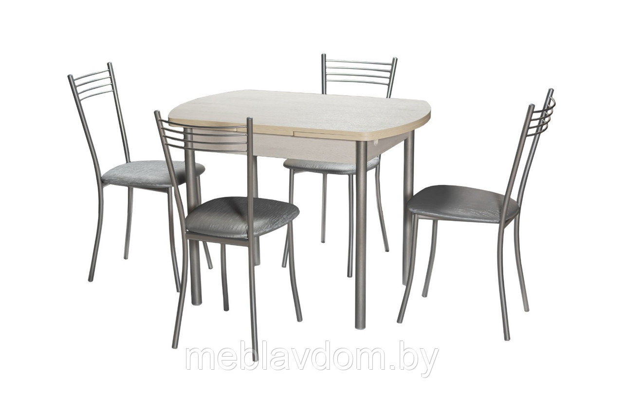 Обеденная группа Стол М2 Самерсет+стулья Хлоя серебро/бенгал серый - фото 1 - id-p194264702