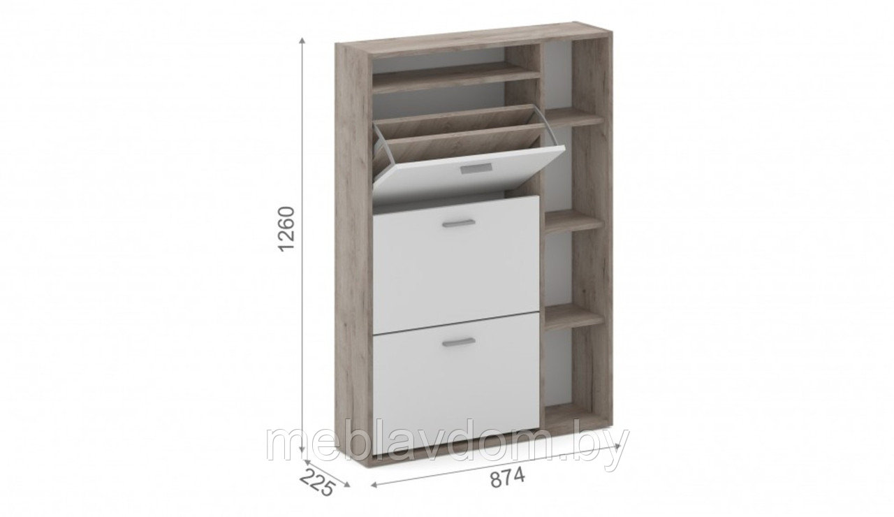 Тумба для обуви Толедо-2 Дуб крафт серый/белый - фото 2 - id-p194264881