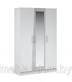Шкаф Антария трехдверный с зеркалами Белый жемчуг/Ателье светлый