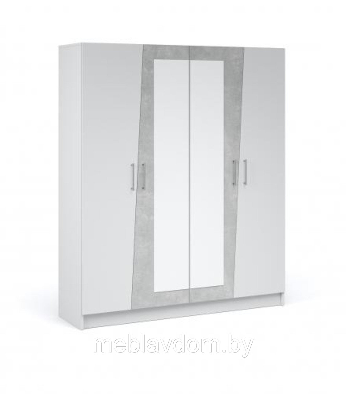 Шкаф Антария четырехдверный с зеркалами Белый жемчуг/Ателье светлый - фото 1 - id-p194264899