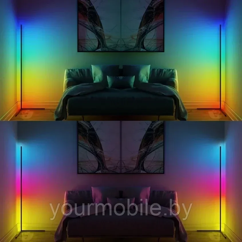 Напольный RGB торшер лампа 1.2 метра с пультом управления - фото 2 - id-p194267056