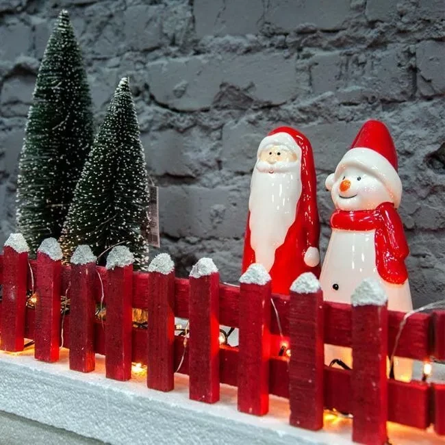 Украшение новогоднее Забор в снегу 90х10 см LED ACW004140 красный, - фото 2 - id-p194267758