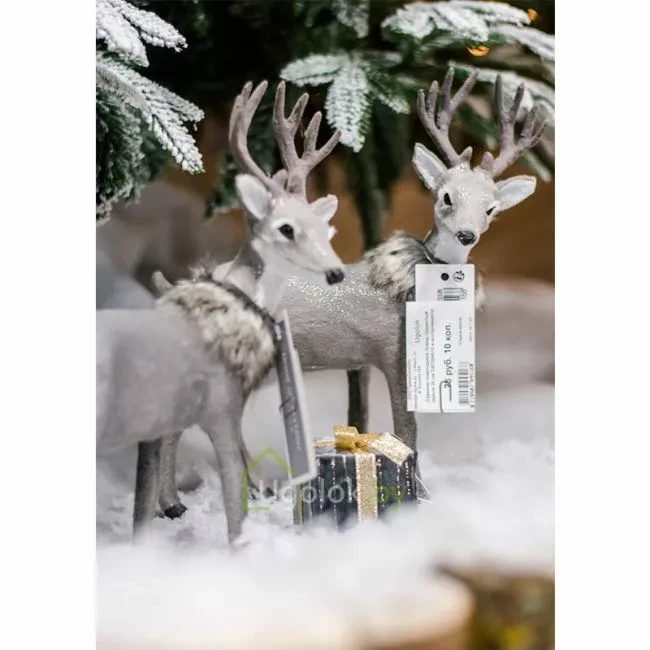 Сувенир новогодний Олень пушистый серый 26 см CAT304610 в ассортименте, - фото 2 - id-p194267795