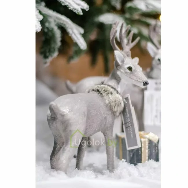 Сувенир новогодний Олень пушистый серый 26 см CAT304610 в ассортименте, - фото 4 - id-p194267795