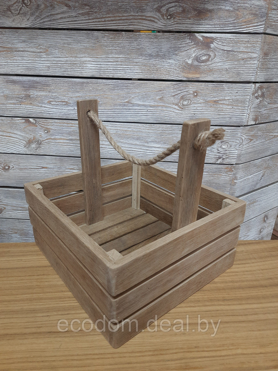 Ящик деревянный, дуб+канат