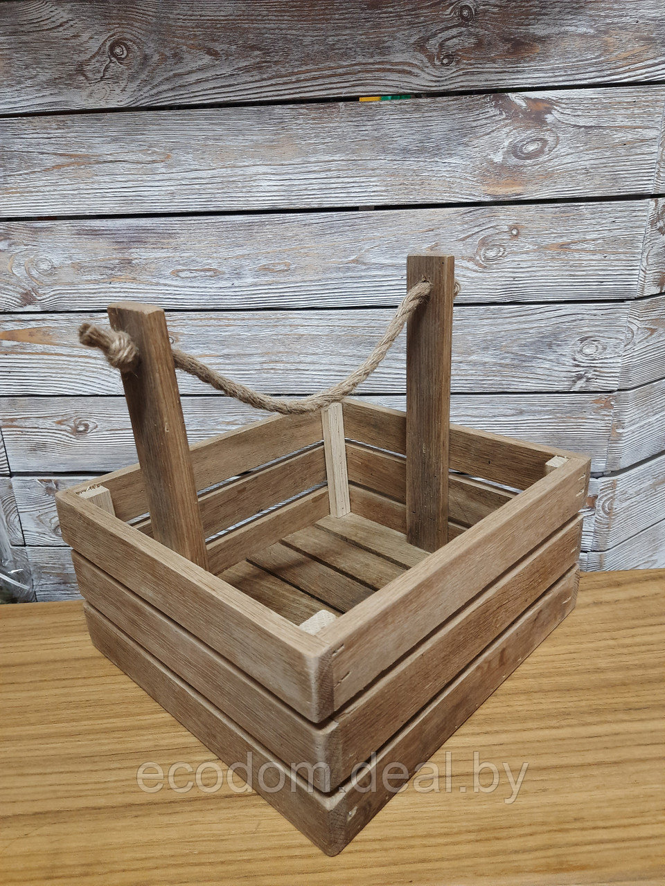 Ящик деревянный, дуб+канат - фото 4 - id-p194285429
