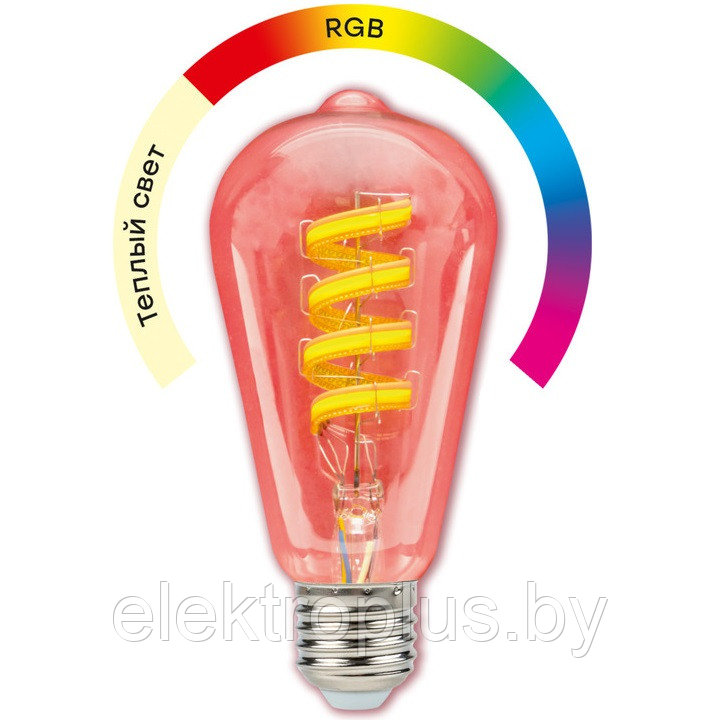Умная филаментная RGB лампа E27 ST64