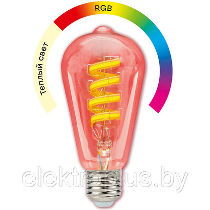 Умная филаментная RGB лампа E27 ST64, фото 2