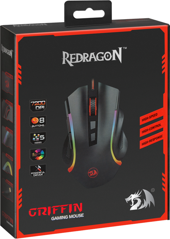 Мышь игровая REDRAGON Griffin RGB 7 кнопок 7200dpi 75093 - фото 6 - id-p194263045
