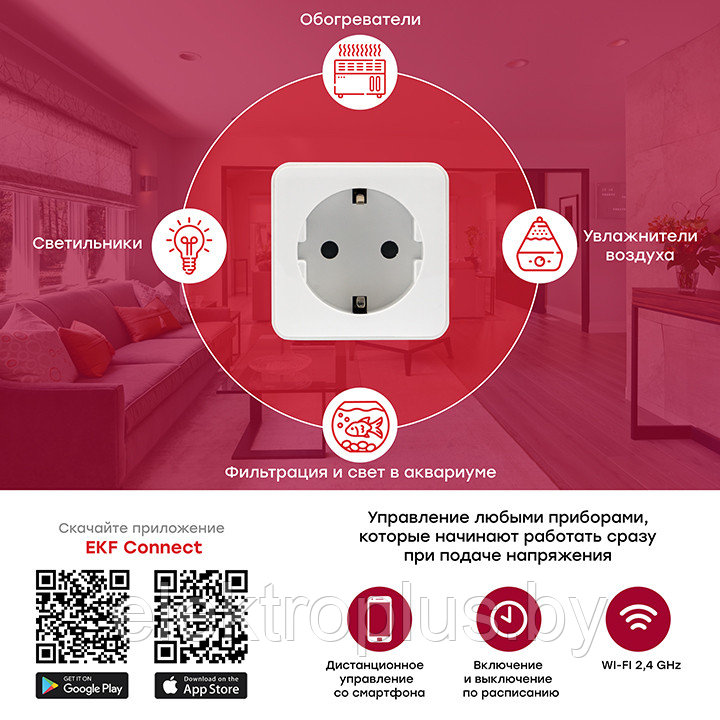 Умная розетка EKF Сonnect Wi-Fi - фото 5 - id-p174390019