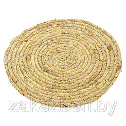 Салфетка под горячее (термосалфетка) плетеная "Сахара" д30см, листья кукурузного пачатка, ручная работа