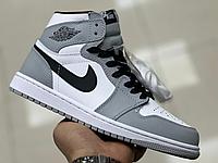 Кроссовки Air Jordan 1 Mid Gray White Black с мехом 36