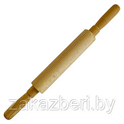 Скалка деревянная 49,5х4,2см, большая, крутящаяся ручка, бук (Россия)