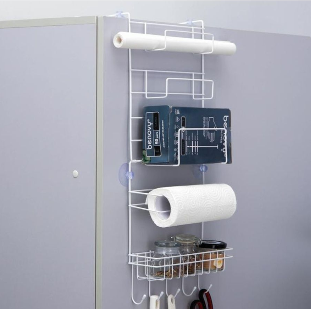 Полка - органайзер для кухни / ванной подвесная 4-х ярусная с держателем бумажных полотенец - фото 3 - id-p194378632