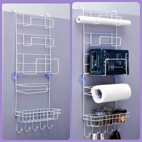 Полка - органайзер для кухни / ванной подвесная 4-х ярусная с держателем бумажных полотенец - фото 1 - id-p194381307