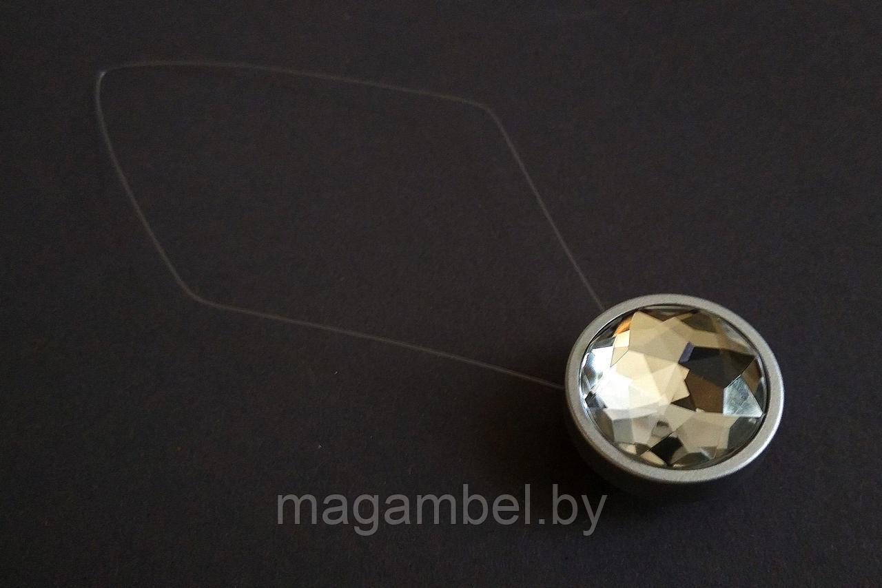 Магнитная клипса для штор  и гардин на леске " Круг люкс кристалл №3"