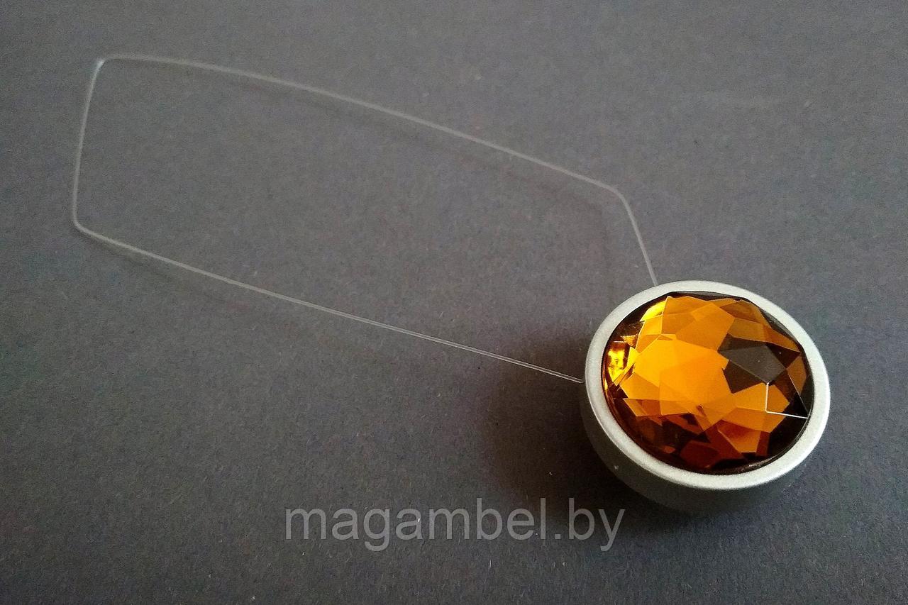 Магнитная клипса для штор  и гардин на леске " Круг люкс коньяк №3"