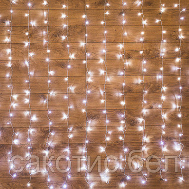 Гирлянда светодиодная Дождь 1.5х1.5 м 144 LED, прозрачный ПВХ, с контроллером, холодное белое свечение, фото 2