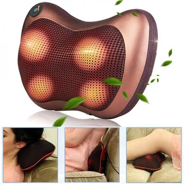 Массажная роликовая подушка CHM-8028 Massage pillow с ИК подогревом для спины, шеи, рук и ног+ подарок - фото 8 - id-p194425684