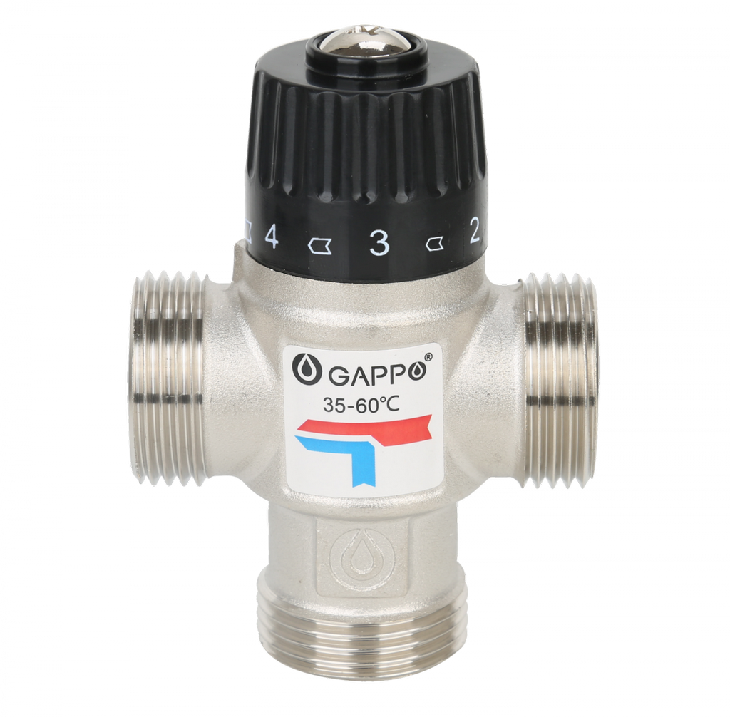 Термостатический смесительный клапан для систем отопления и ГВС Gappo G1442.06 - фото 1 - id-p190937930
