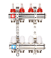 Коллектор регулируемый с расходомерами из лануни - 2 загрушки - 2 кронштейна Gappo G423.10