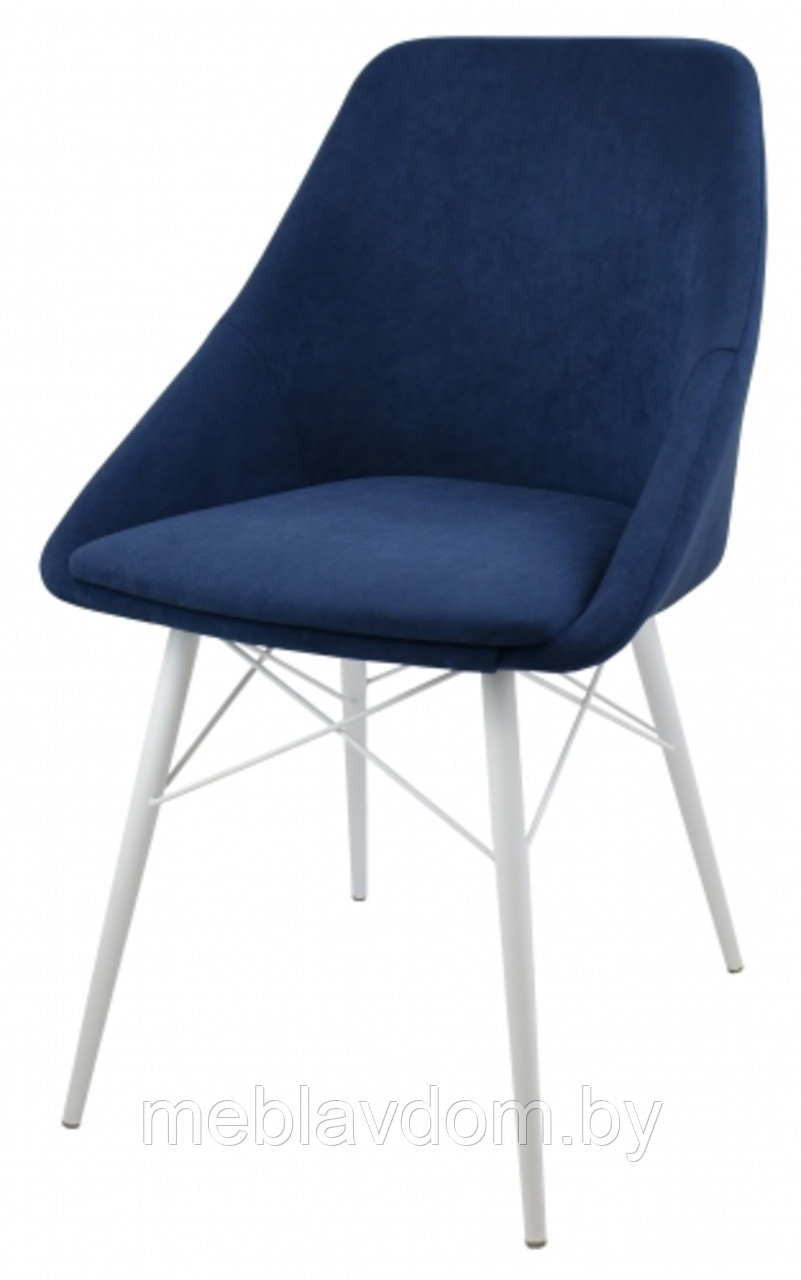 Стул Монти люкс эмаль Белый муар/велюр Catania Dark Blue