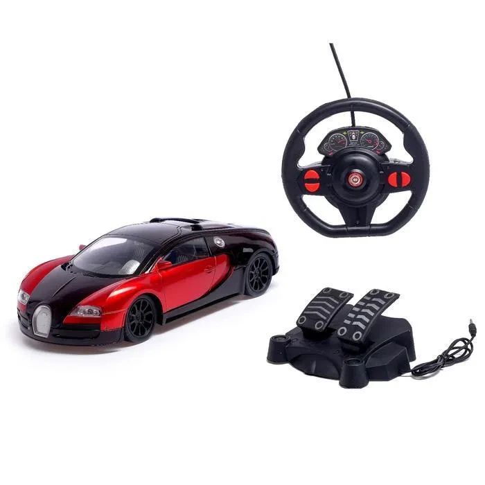 Машинка на радиоуправлении Bugatti Veyron Бугатти Вейрон с рулем и педалями свет., акум 33 см - фото 1 - id-p194436422