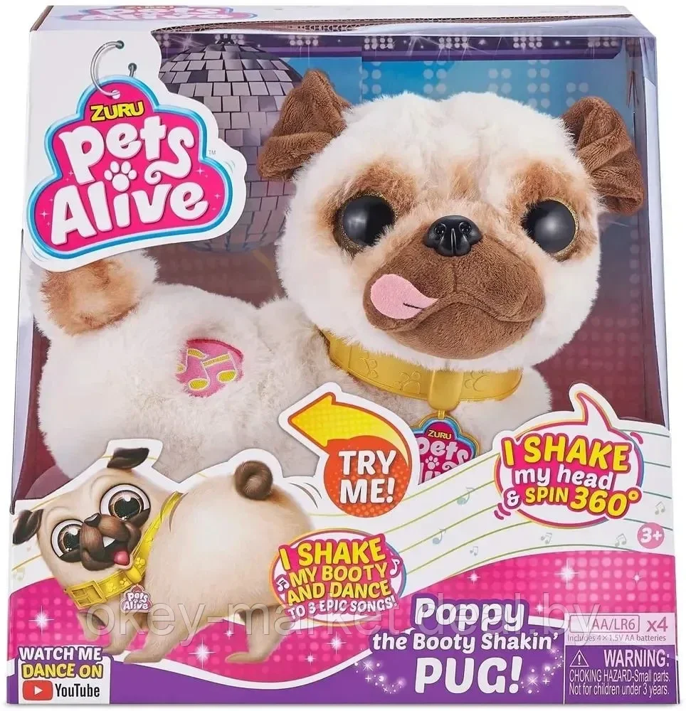 Интерактивная игрушка Zuru Pets Alive Мопс 9521 - фото 5 - id-p194428923