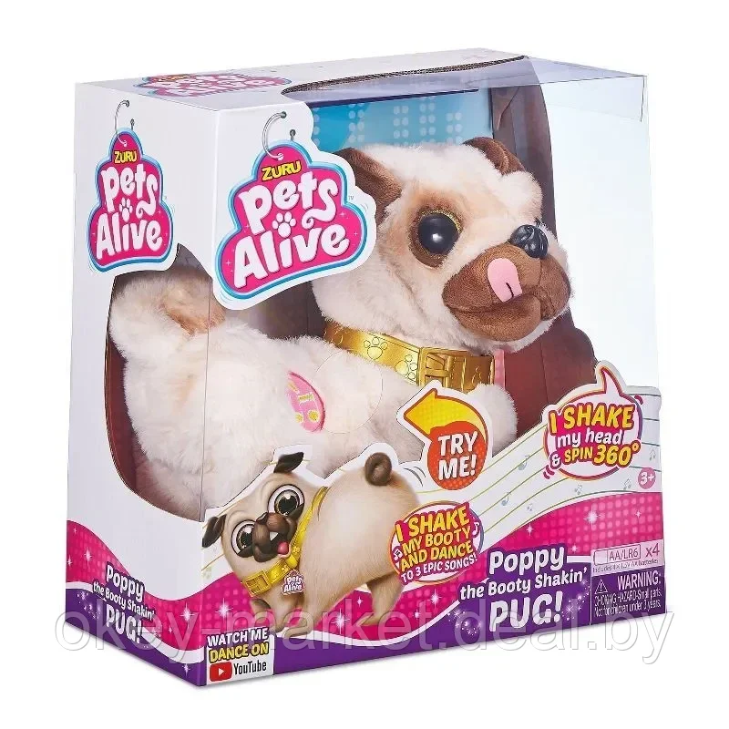 Интерактивная игрушка Zuru Pets Alive Мопс 9521 - фото 3 - id-p194428923