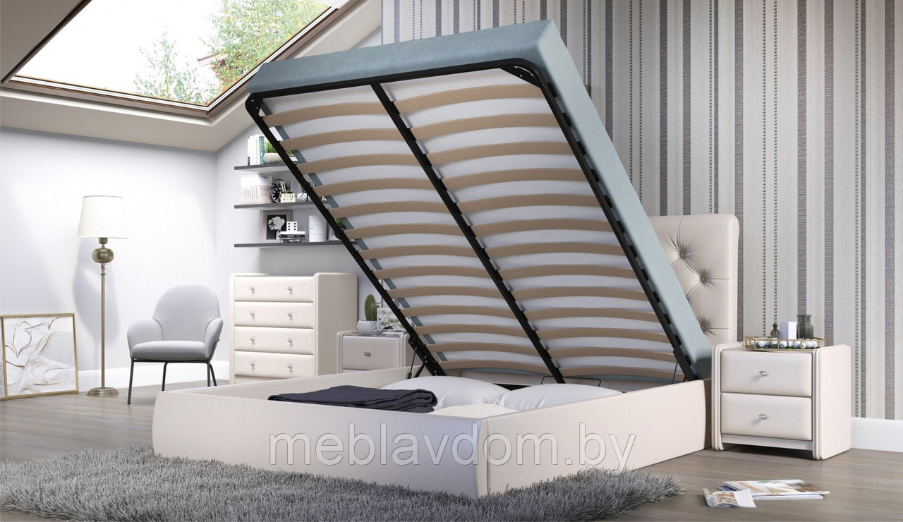 Мягкая кровать Беатриче с подъемным механизмом 160х200 кожзам Pearl Shell - фото 4 - id-p194495408