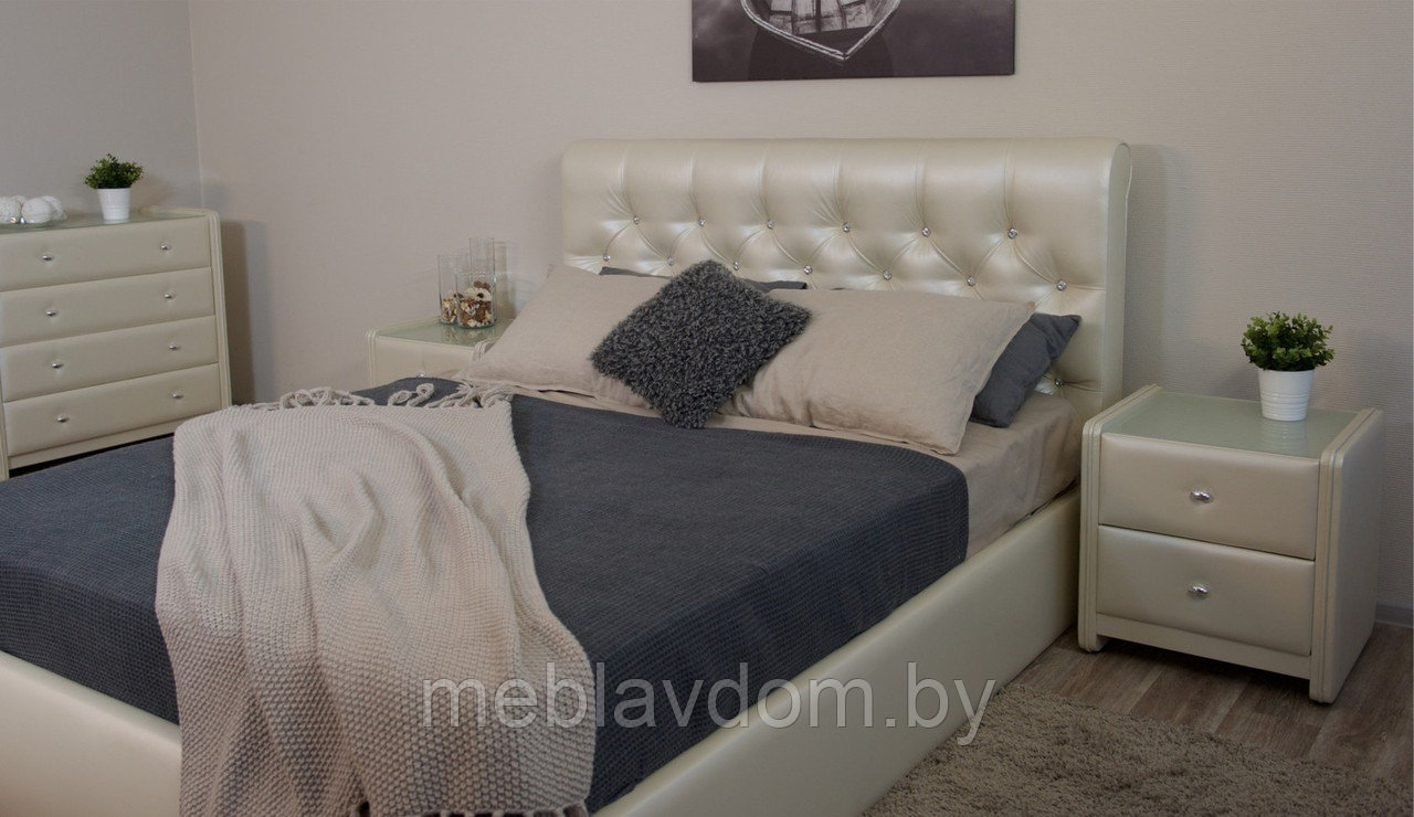 Мягкая кровать Беатриче с подъемным механизмом 160х200 кожзам Pearl Shell - фото 6 - id-p194495408