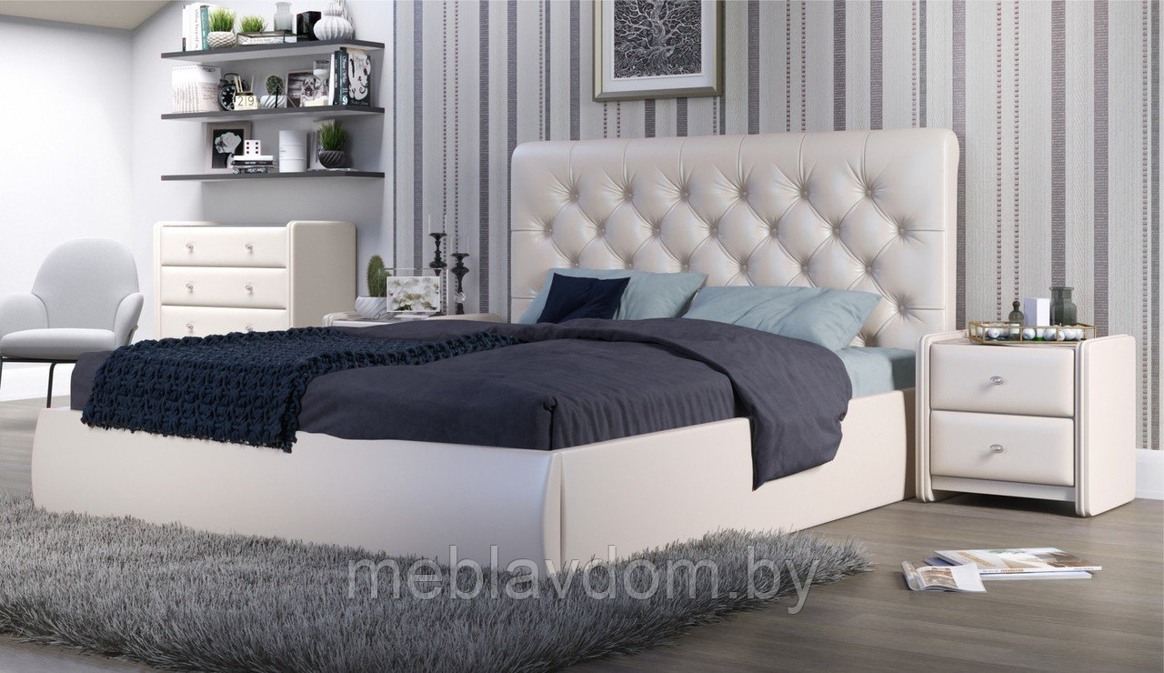 Мягкая кровать Беатриче с подъемным механизмом 180х200 кожзам Pearl Shell - фото 3 - id-p194495409