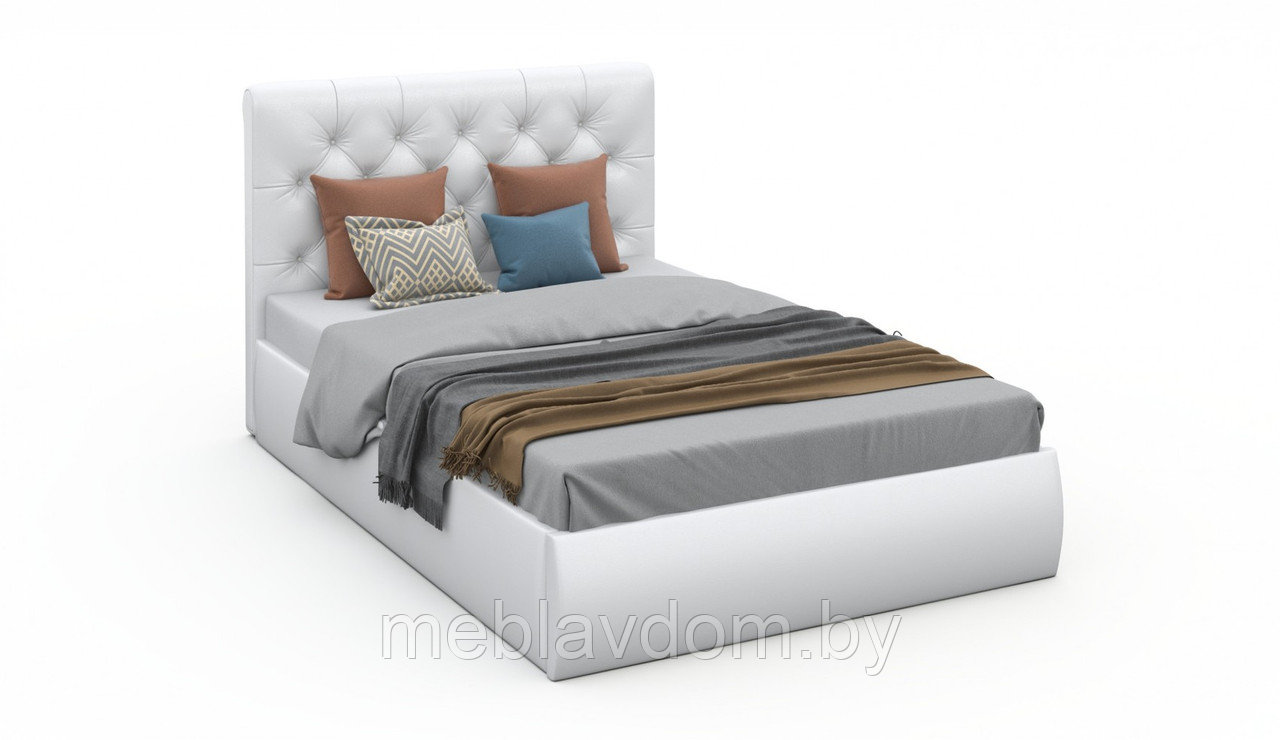Мягкая кровать Беатриче с подъемным механизмом 160х200 кожзам Teos White - фото 1 - id-p194495410