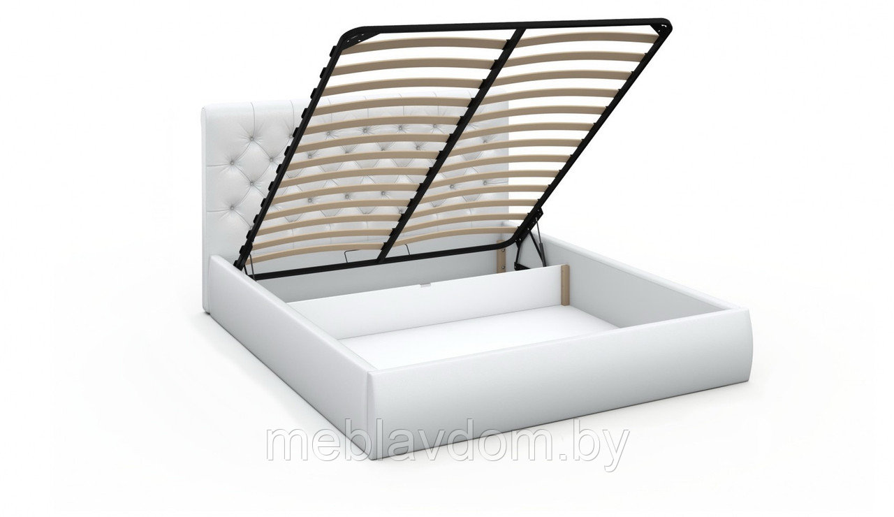 Мягкая кровать Беатриче с подъемным механизмом 160х200 кожзам Teos White - фото 2 - id-p194495410