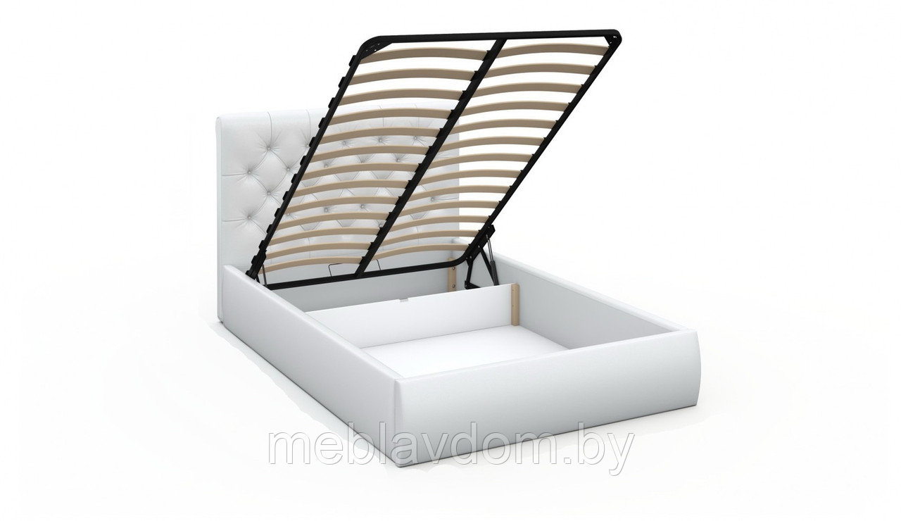 Мягкая кровать Беатриче с подъемным механизмом 160х200 кожзам Teos White - фото 5 - id-p194495410