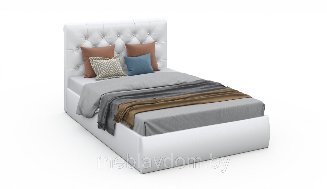 Мягкая кровать Беатриче с подъемным механизмом 160х200 кожзам Teos White - фото 6 - id-p194495410
