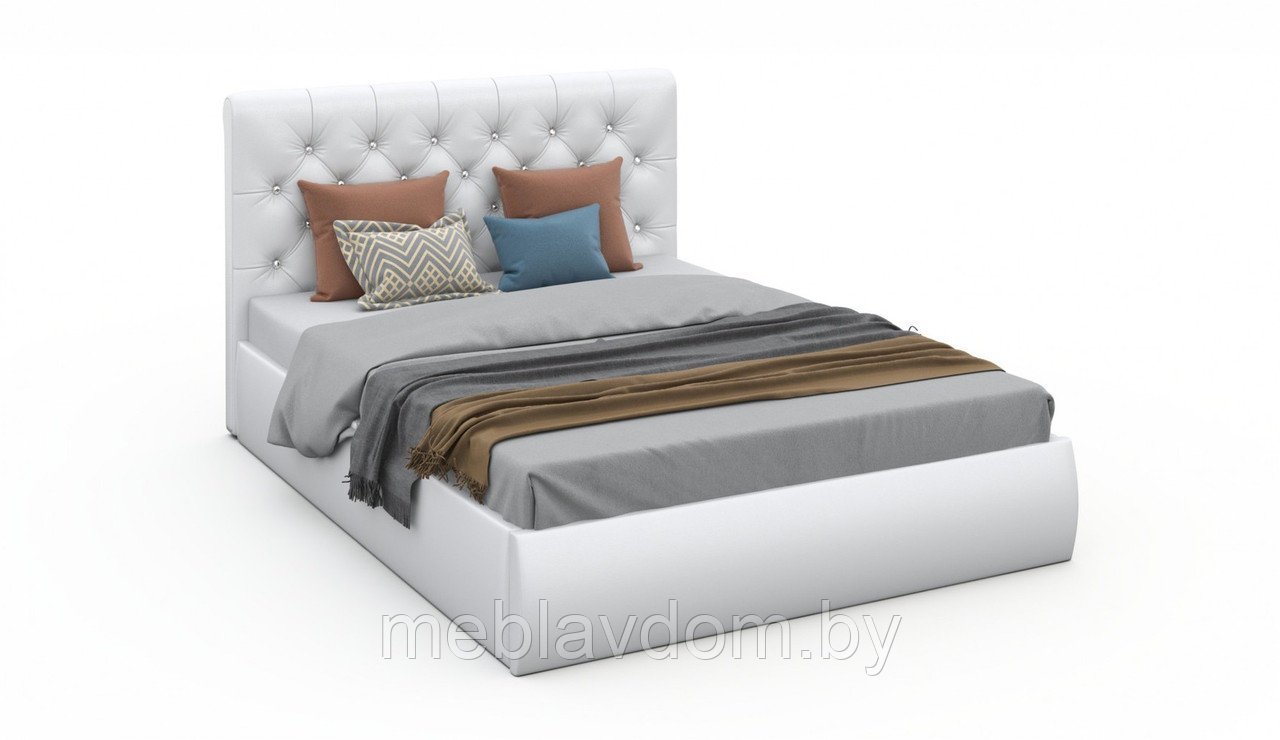 Мягкая кровать Беатриче с подъемным механизмом 180х200 кожзам Teos White - фото 1 - id-p194495411