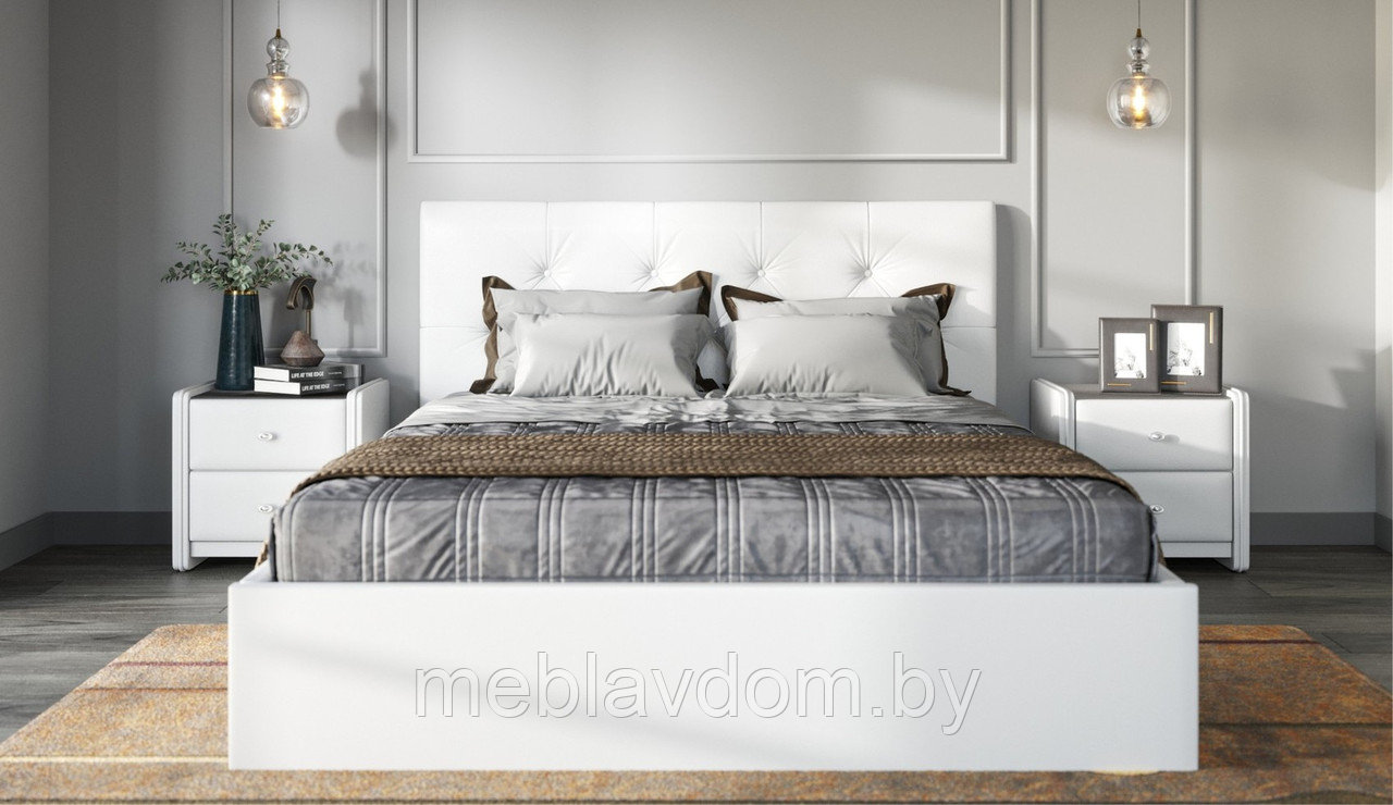 Мягкая кровать Женева 160 Teos white с подъемным механизмом - фото 2 - id-p194495423
