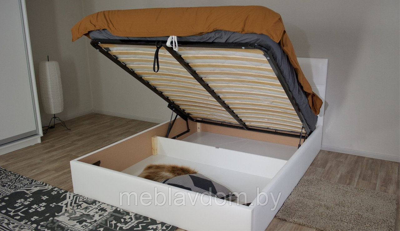 Мягкая кровать Женева 160 Teos white с подъемным механизмом - фото 4 - id-p194495423