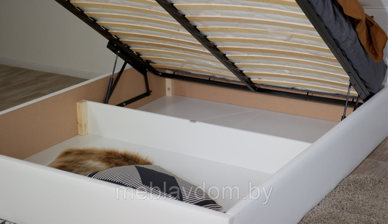 Мягкая кровать Женева 160 Teos white с подъемным механизмом - фото 5 - id-p194495423