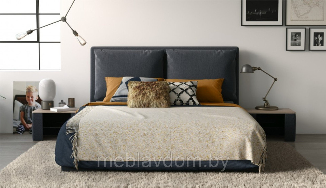 Мягкая кровать Эмилия 160 Atlanta/grafit с подъемным механизмом - фото 2 - id-p194495430