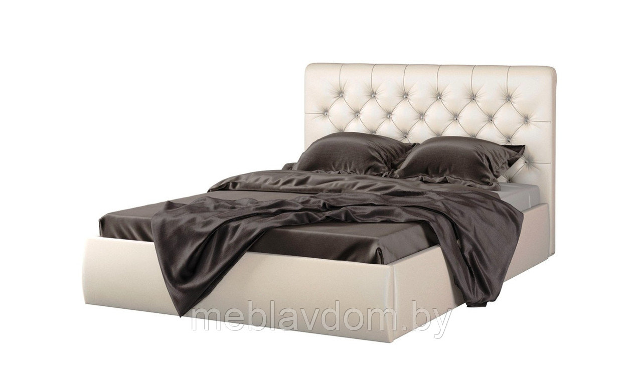 Мягкая кровать Беатриче со стразами 160х200 с подъемным механизмом Teos milk - фото 1 - id-p194495492